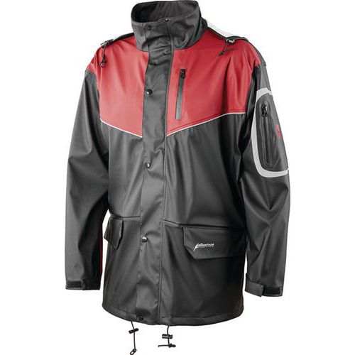 VESTE DE PLUIE PU STRETCH CLIMATE JKT COLORIS NOIR-ROUGE TAILLE 3XL - ALBATROS