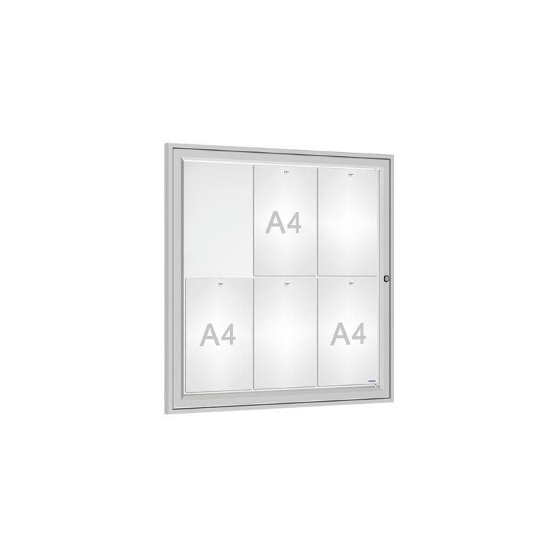 Vitrine d'intérieur anodisée - Affichage 2 à 18 A4 - Porte simple ou double battant_0