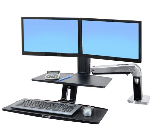 Workfit-a, bi-écrans avec clavier suspendu