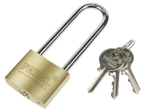 Cadenas à anse haute 40 mm x 70 mm - Velleman SLKHB40 - laiton massif, anse en acier chromé_0