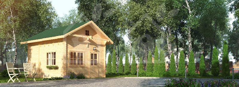 Chalet Avignon 44/58mm - 19.9m² avec étage - Pin nordique naturel - Dimensions 400cm x 500cm_0