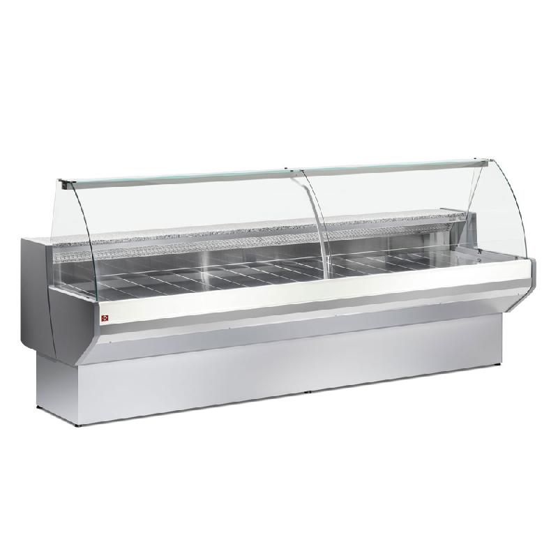 Comptoir vitrine réfrigérée positive à vitre bombée ventilé avec réserve gris/blanc 2000 mm de largeur - ML20/E8-VV/R2_0