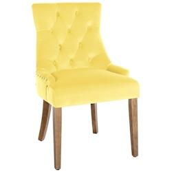 Décoshop26 - Chaise de salle à manger x1 design antique capitonné en velours jaune avec 4 pieds en bois clair 10_0001947 - jaune 3000250755276_0