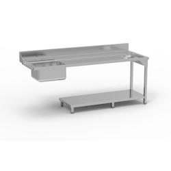 ERATOS Table De Prelavage Avec Trou Vide Dechet Avec Bac 500X400X250 Aisi-304 18/10 - 2100X750X850 - Avec Etagere - Accroche A Droite MPD-210D - MPD-2_0