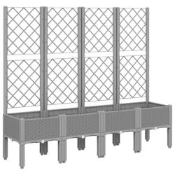 Helloshop26 - Jardinière bac lit surélevé plantes fleurs terrasse jardin avec treillis clair 160 x 40 x 142 cm PP gris 02_0038351 - 3000214182582_0
