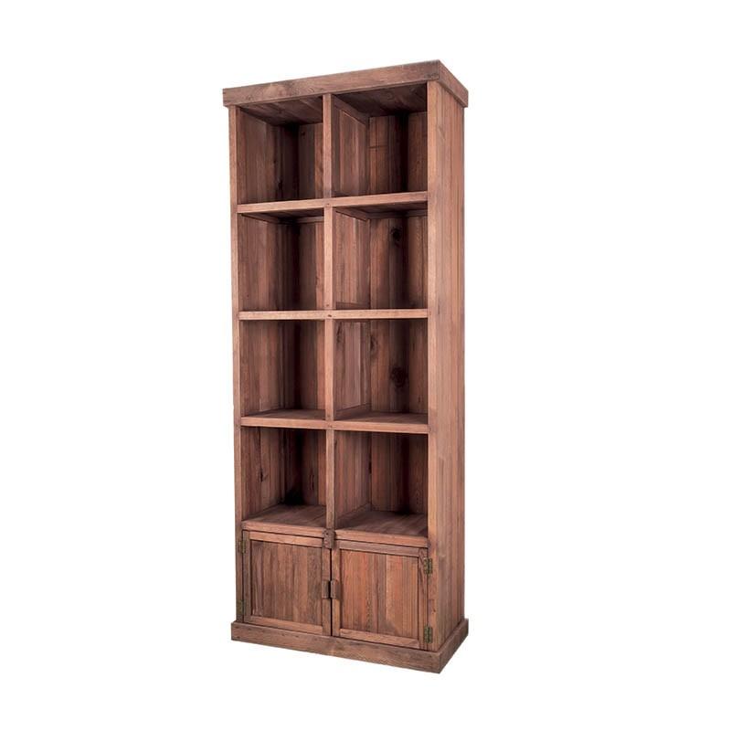 Meuble présentoir pin 8 cases 2 portes Madera - GRIS_0