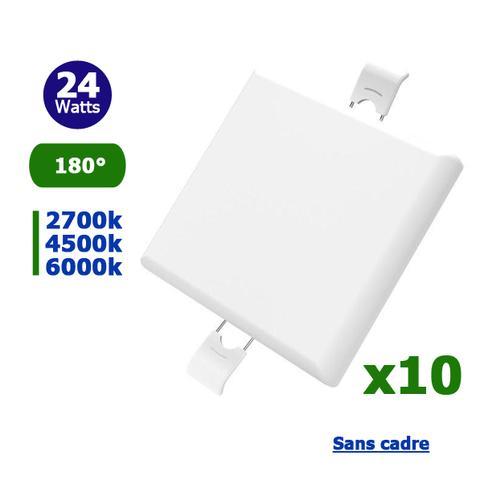 Pack de 10x spots encastrables led - top design - sans bordure / cadre - carré - 24 watts - 2010 lumens - 84 lumens / watt - dimensions 170 x 170 x 27 mm - découpe 155 x 155 mm - 180° - ip54 - transformateur inclus_0