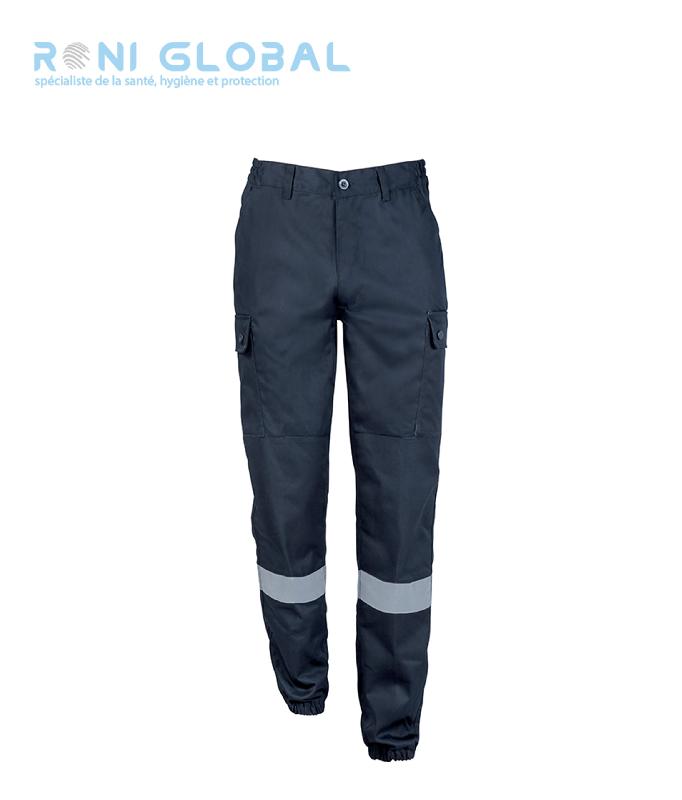 Pantalon de travail sécurité incendie - coton/polyester - City Guard - bandes réfléchissantes et ceinture élastiquée_0
