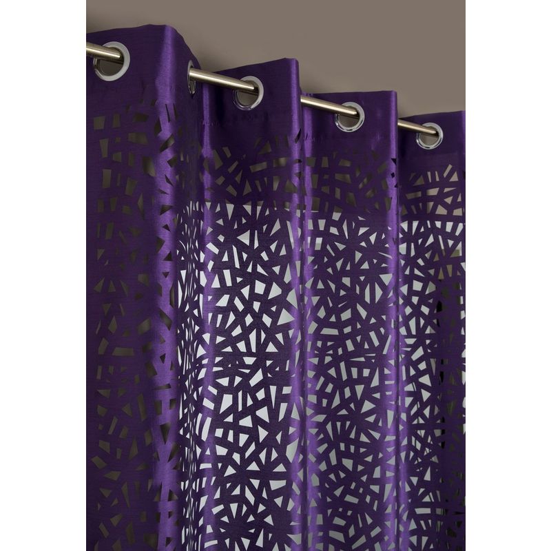 RIDEAU À OEILLETS 140 X 240 CM MOTIF LASERCUT ABSTRAIT VIOLET - VIOLET - RIDEAUDISCOUNT