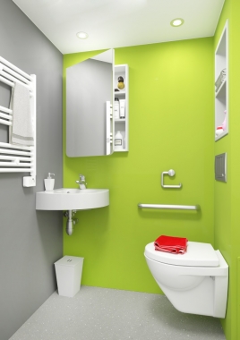 Salle de bains préfabriquée Calis - Accès handicapé - Équipée avec douche, WC et lavabo_0