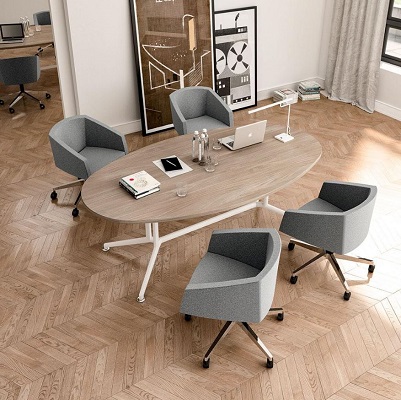 Table de réunion Quadrifoglio X2 - ovale ou rectangulaire - 2 m ou 2,40 m_0