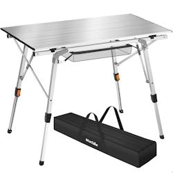 TecTake GmbH tectake Table de camping Tina en aluminium, pliable et réglable en hauteur  argent - 404982 - argenté aluminium 404982_0