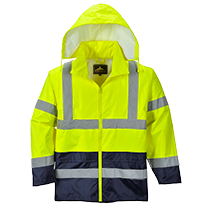 Veste de pluie haute visibilité bicolore jaune noir H443 - 4XL - bandes réfléchissantes et capuche détachable_0