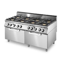 Virtus group Cuisinière gaz sur 2 fours gaz statiques GN 2/1, 8 brûleurs- Virtus - 0698142658397_0