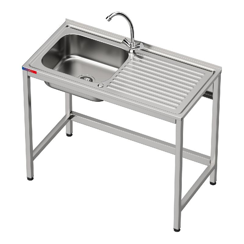 - Evier sous plan 1 cuve et 1 égouttoir et robinet industriel double égouttoir inox 1000 x 500 x 850 mm - inox gf4001gr1_0