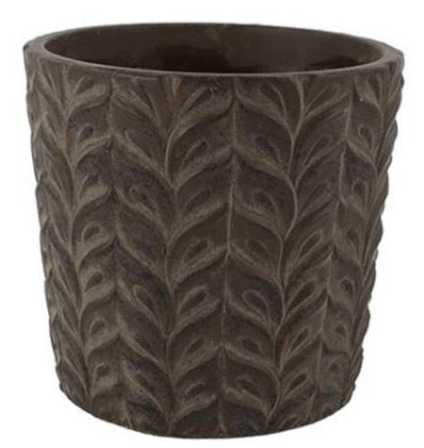 Pot de fleurs Countryfield Leaf - Argile noire - Dimensions 17,5 x 17,5 x 16,5 cm_0