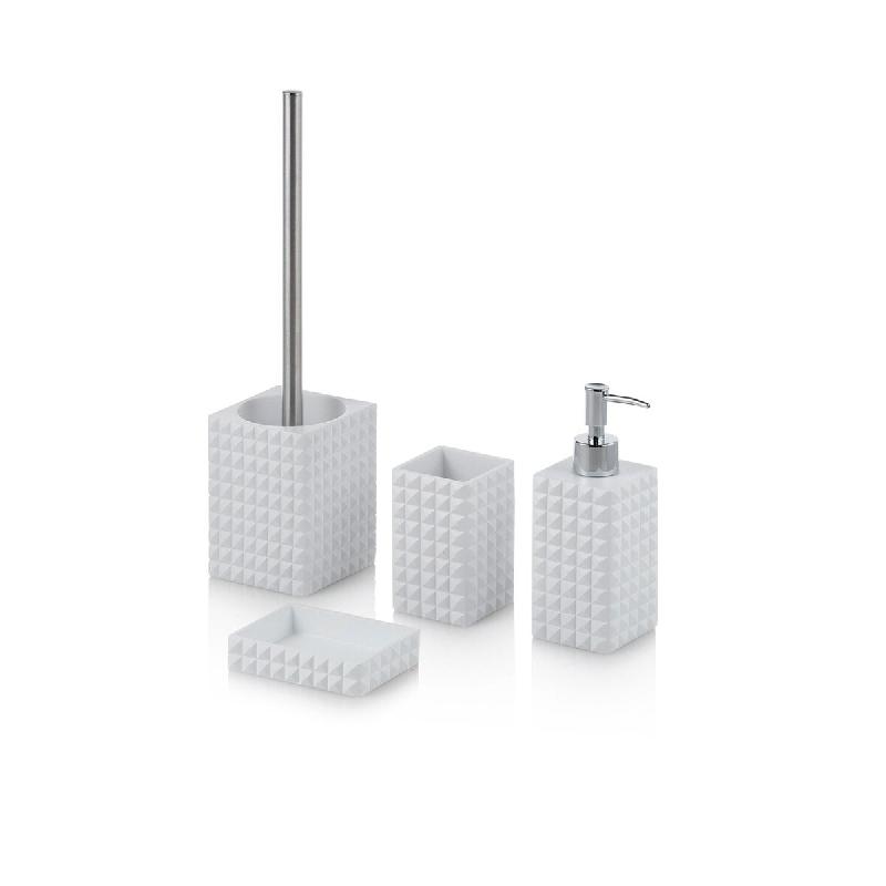 AQA Design Ensemble d’accessoires de salle de bain en résine 4 pièces DAKAR blanc. L.20 P.20 H.38,5 MP00191 - blanc plastique MP00191_0