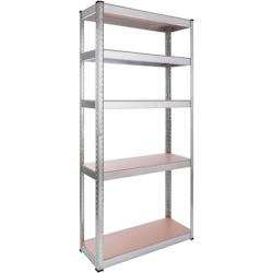 AREBOS Étagère Charge Lourde Rangement Objets Lourds | 80 x 30 x 170 cm | 350 kg | 5 étagères - argenté acier 4260551583629_0