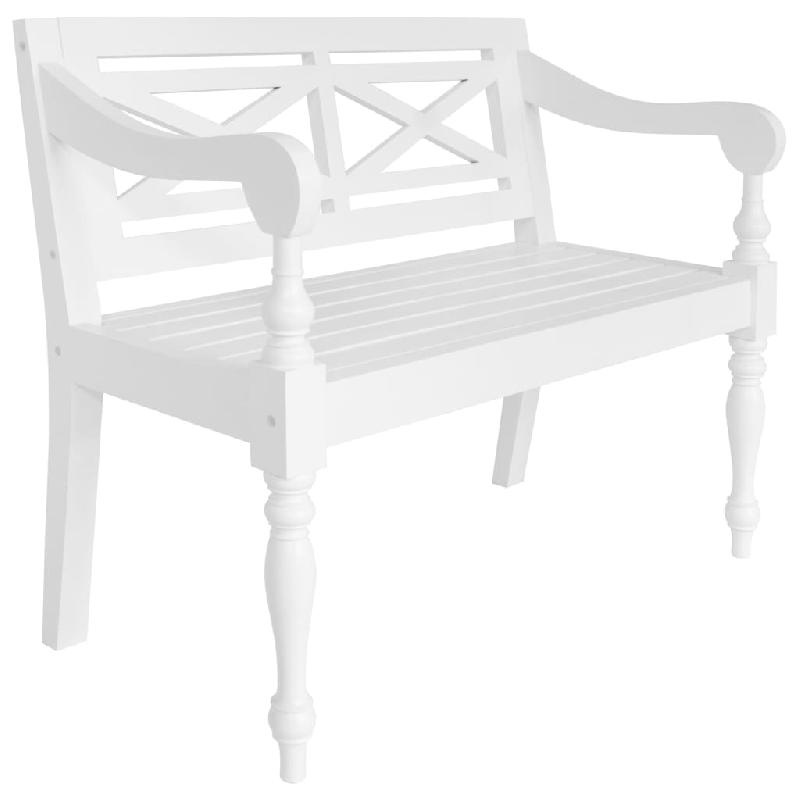 BANC BANQUETTE BATAVIA 98 X 50 X 82 CM BOIS D\'ACAJOU MASSIF BLANC 02_0010866_0