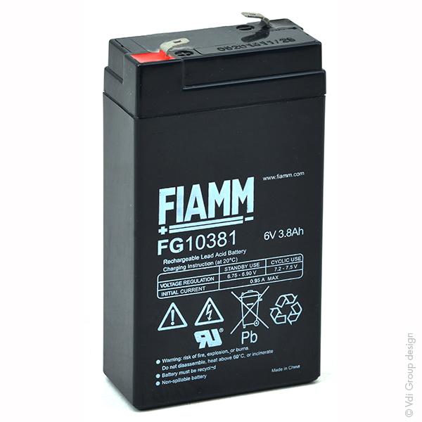Batterie de démarrage - Plomb AGM FG10381 6V 3.8Ah - Cosse Faston 4.8mm - Marque Fiamm_0
