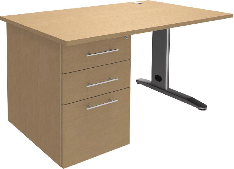 BUREAU DROIT QUATUOR SUR CAISSON PORTEUR ET PIED MÉTAL - MANUTAN