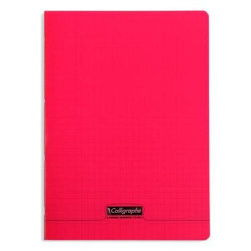 Calligraphe Lot de 10 Cahier Ligne 8000 A4, 48p./24 feuilles 90 g/m² piquées, couv. PP rouge, Séyès - 3210330180236_0