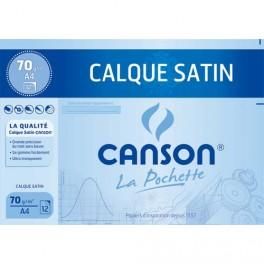 CANSON POCHETTE DE 12 FEUILLES PAPIER CALQUE SATIN 70G 24X32 REF 2769