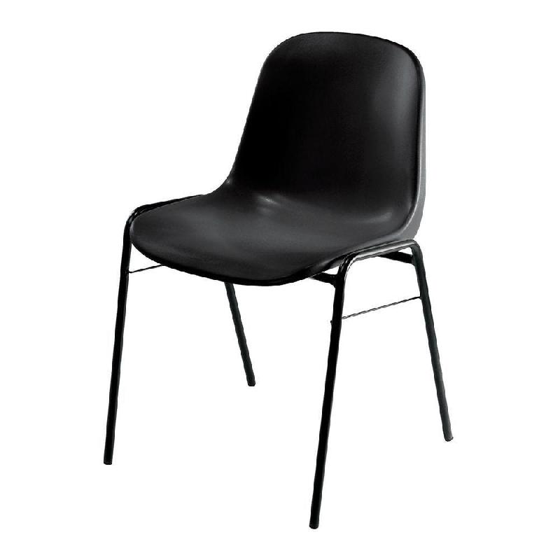 Chaise Béta noir - empilable, piétement en acier époxy, monocoque en polypropylène_0