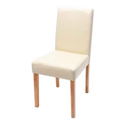 Décoshop26 - Chaise de salle à manger cuisine en synthétique crème pieds en bois clair design moderne 04_0002342 - 3000269532691_0