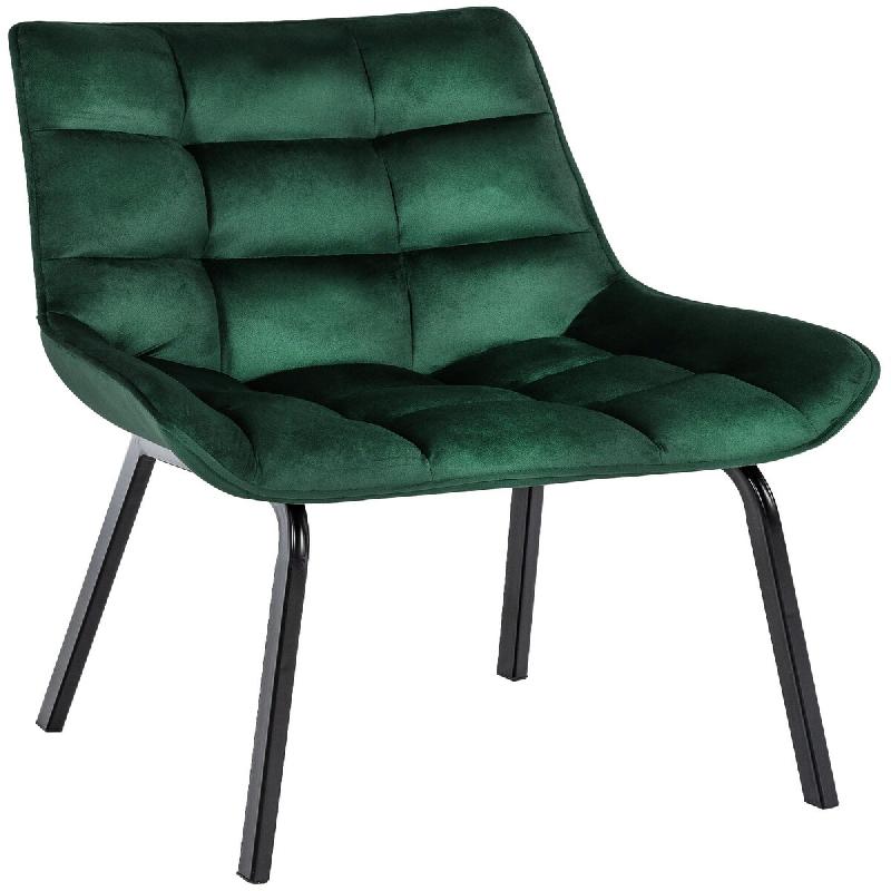 Décoshop26 - Chaise de salle à manger x1 en velours vert généreusement rembourrée piètement en métal noir 10_0007598 - noir métal 3000266200517_0