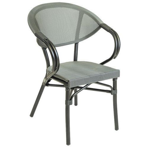 FAUTEUIL MODENE STRUC ALU BOIS ASS/DOS TEXTYLÈNE NOIR/SILVER - STAMP