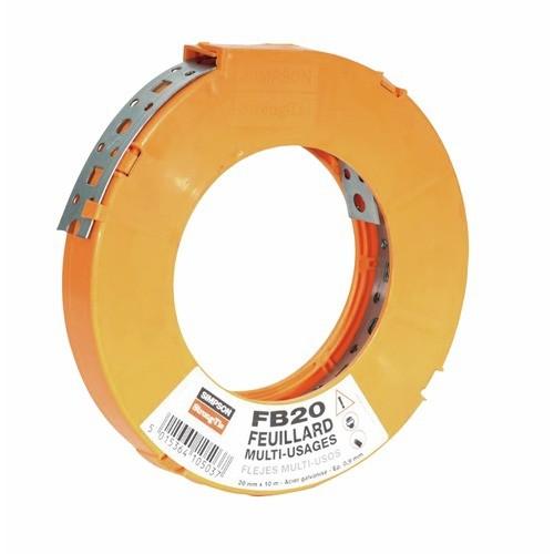 FEUILLARD PERFORÉ ACIER - LARGEUR 20 MM - LONGUEUR 10 M - FB20 SIMPSON STRONG-TIE
