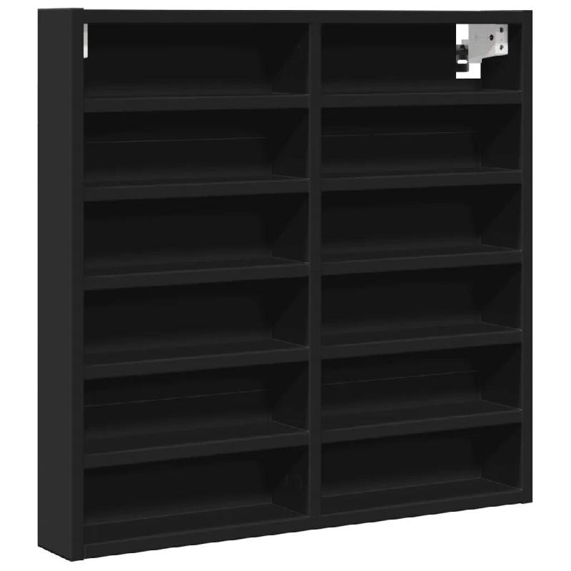 Helloshop26 - Armoire à vitrine classique moderne 60 x 8 x 58 cm rangement pratique salon chambre en bois d'ingénierie noir 02_0049519 - noir Bois m_0