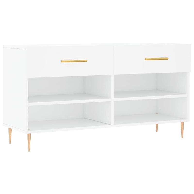 Helloshop26 - Banc à chaussures bottes commode étagère meuble entrée rangement 102 x 35 x 55 cm bois d'ingénierie blanc 02_0022876 - blanc Bois m_0