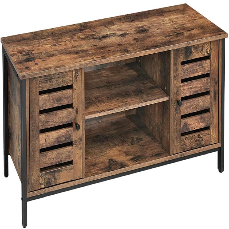 Helloshop26 - Meuble TV support télévision avec étagères et placards de rangement portes persiennes pour salon salle de jeu style 12_0000729 - aci_0