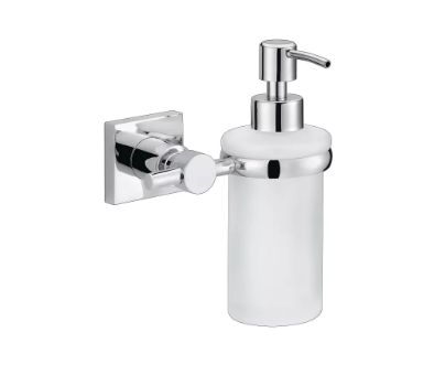Hukk - distributeur de savon mural tesa - métal chromé carré - verre satiné 200ml_0