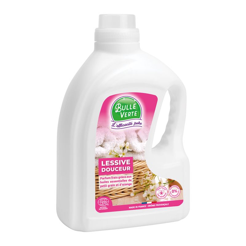 Lessive douceur - Bulle Verte - Bidon 2L - Parfum huiles essentielles bio - 33 lavages_0