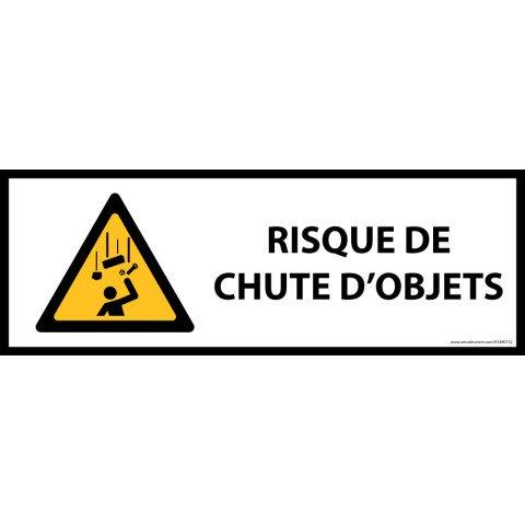 LOT DE 2 - PANNEAU DANGER - PICTOGRAMME CHUTE D'OBJETS - W035 - ISO 7010 297 X 105 MM PVC 2 MM