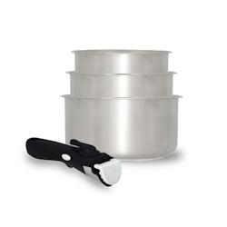 Menastyl - Lot De 3 Casseroles Iris 16/18 Et 20cm En Acier Inoxydable Avec Poignee - 3256391040904_0