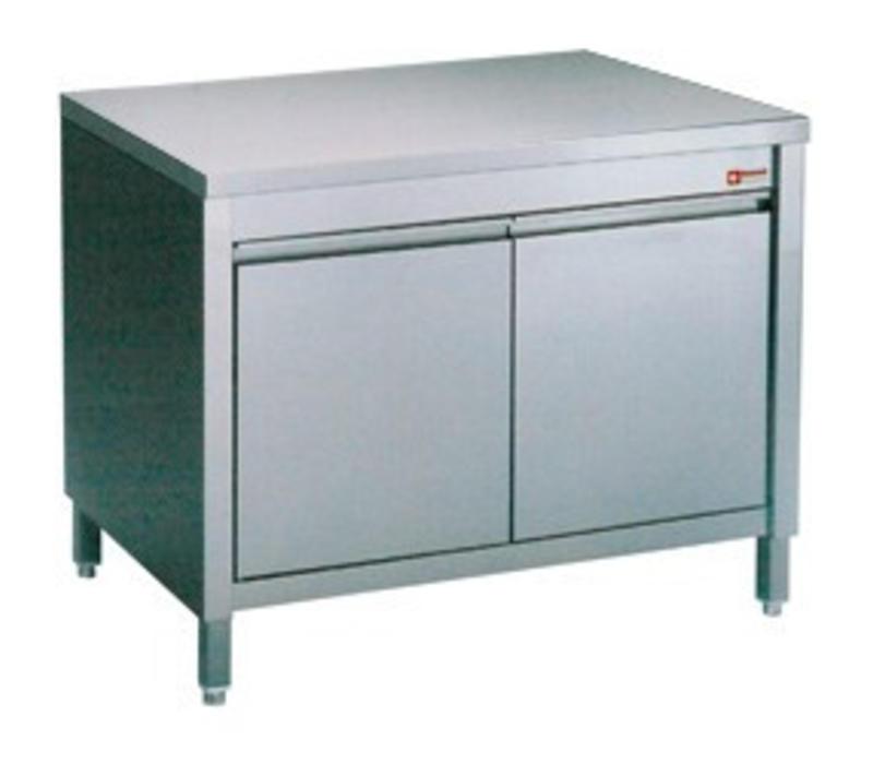 Meuble bas table de travail inox centrale avec portes battantes 120... - P932637120_0