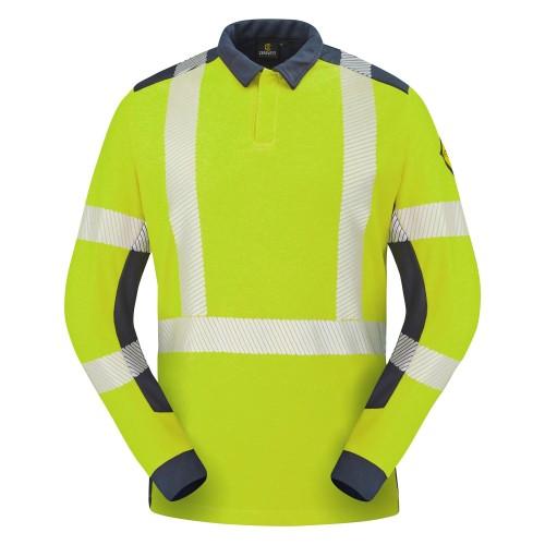 POLO HAUTE VISIBILITÉ MULTIRISQUES LAPILLI JAUNE FLUO / BLEU MARINE - TAILLE XXL CEPOVETT SAFETY