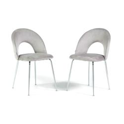 RATTATAN Lot de 2 chaises d’intérieur MARGOT en velours, dossier galbé, pieds en métal, élégantes, modernes pour la maison et les restaurantsâ€_0