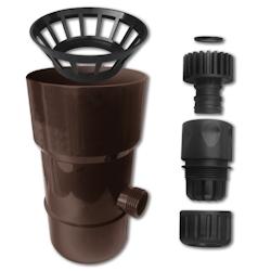 Récupérateur Collecteur Eau de Pluie PVC pour Gouttière D. 100 mm avec Raccords ABS (Marron) - D-Work - marron 3664100209854_0