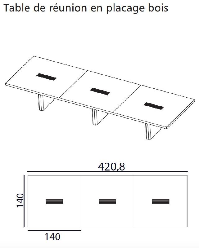 Table de réunion rectangulaire série X10 finition hébénisterie - Officity - 420, Noyer américain, Cuir anthracite_0