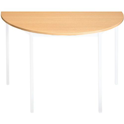 TABLE DE RÉUNION 1/2 CERCLE PLATEAU CHÊNE - PIEDS BLANCS - MANUTAN EXPERT