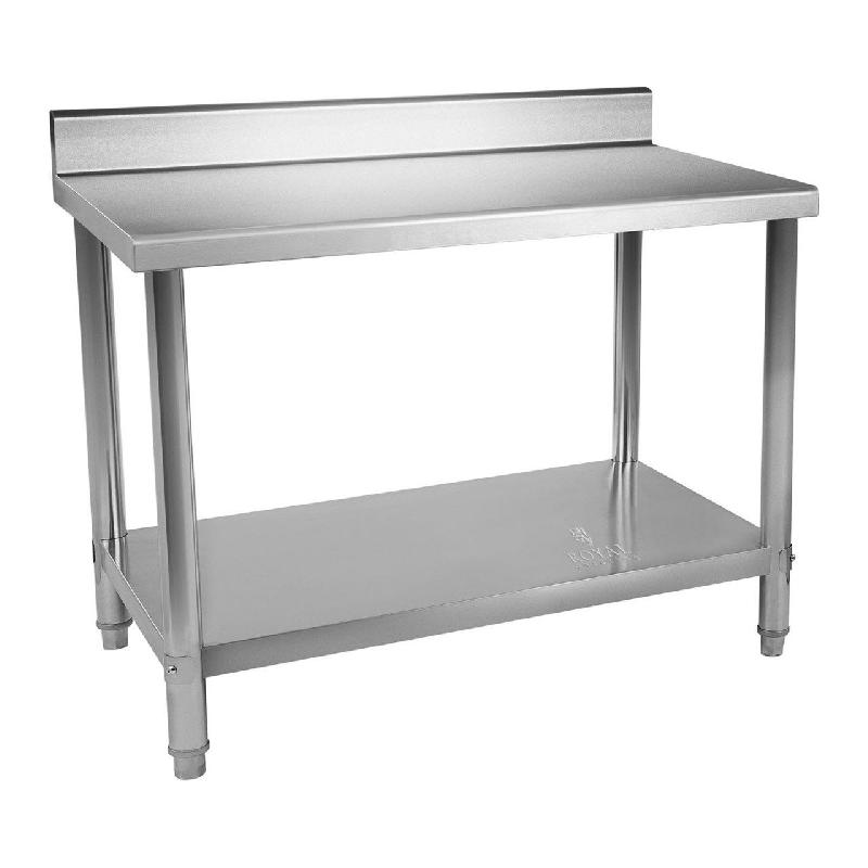 TABLE DE TRAVAIL CUISINE PROFESSIONNELLE ACIER INOX 120 X 60 CM CAPACITÉ DE 110 KG AVEC DOSSERET 14_0003653_0