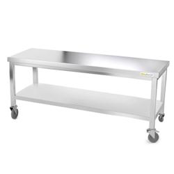 Table de travail en inox soubassement 1800 x 600 mm sur roulettes PREMIUM / GOLDINOX - inox 3701770801053_0