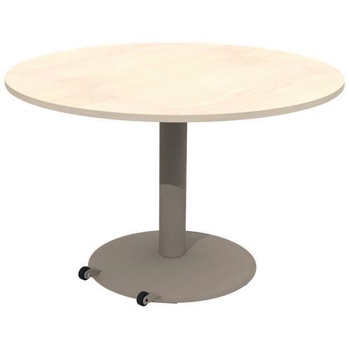 TABLE MANO MOB Ø120 T6 - STRAT ABS ÉRABLE GOTLAND/NOISETTE - MOBIDECOR