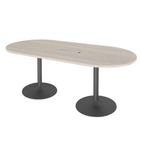 TABLE OVALE L 210 CM CHÊNE GRIS PIÈTEMENT ANTHRACITE EXCELLENS
