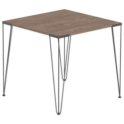 TABLE RÉUNION LORI 80 X 80 CM PLATEAU NOYER PIED NOIR - MBA